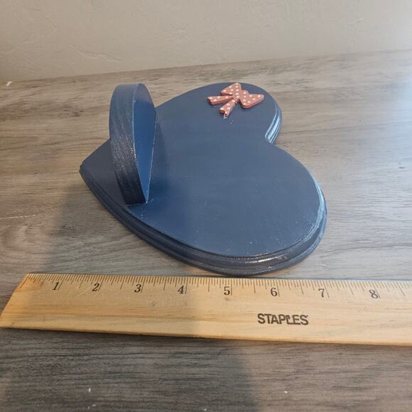 Vintage Wood Heart Bow Shelf Wall Mount Blue Pink 80s Cottage Coquette Decor - Picture 5 of 9